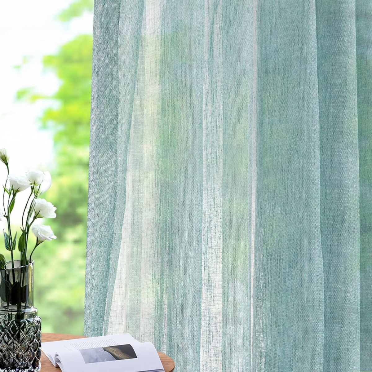 Lantime Green Sheer Curtains - Chennai Blinds